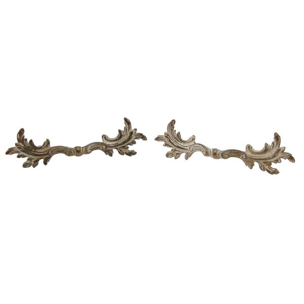 Cabinet & Furniture Pulls - Pair of Vintage 5.875 in. Brass Foliate Dresser Drawer Pulls