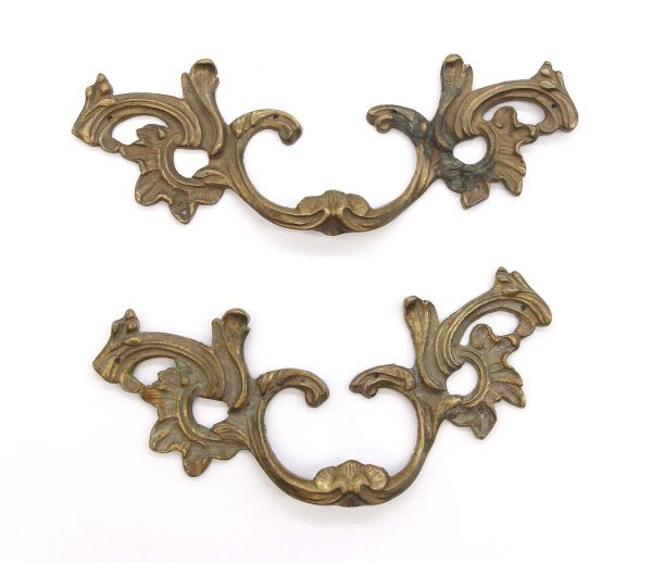 Cabinet & Furniture Pulls - Pair of Vintage French Brass Dresser Drawer Pulls