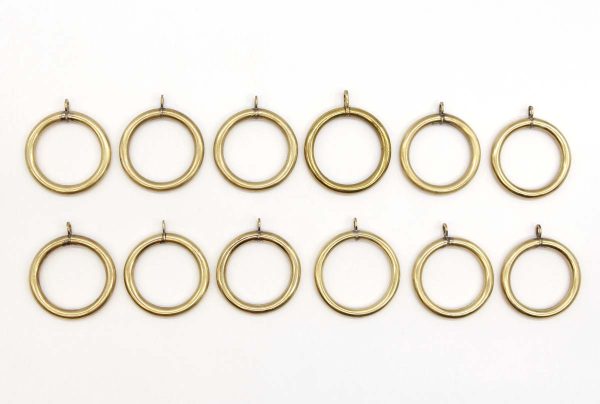 Curtain Hardware - Set of 12 Vintage Polished Brass Curtain Rings