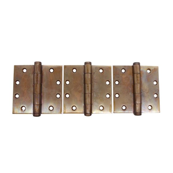 Door Hinges - Set of 3 Lawrence 4.5 x 4.5 in. Ball Bearing Brass Butt Door Hinges