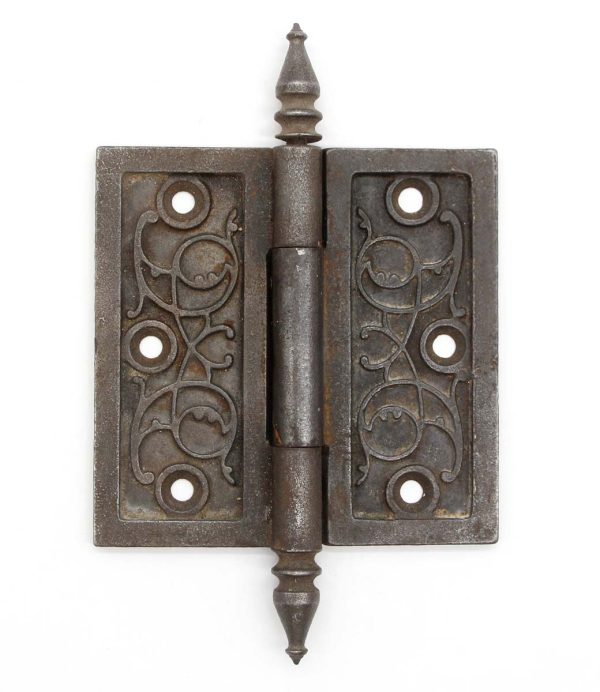 Door Hinges - Victorian Black Cast Iron Steeple Tip 4.5 x 4.5 in. Door Hinge