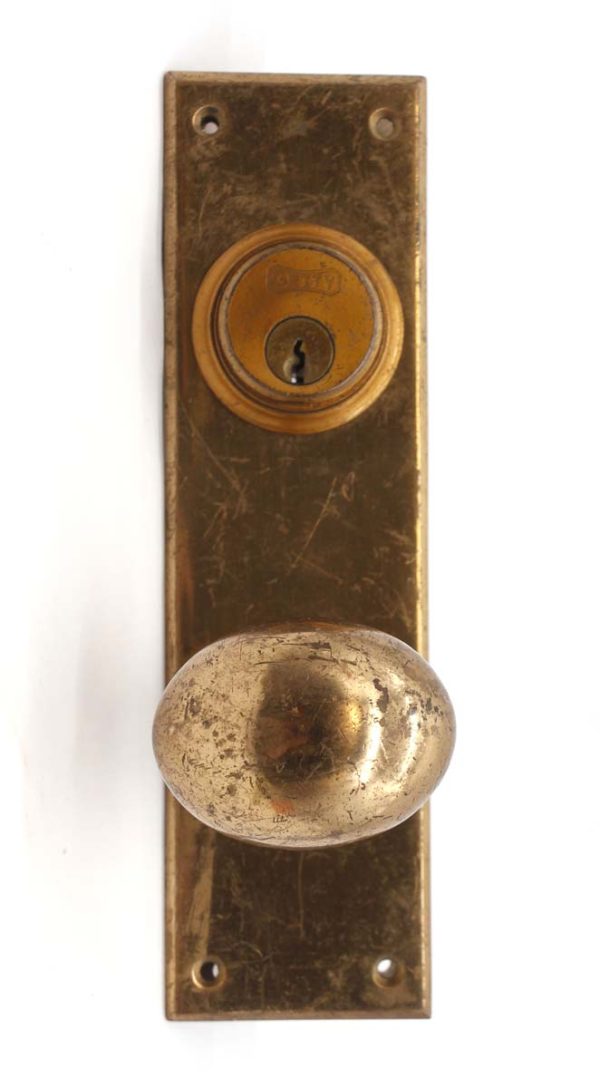 Door Knob Sets - Getty Lock Oval Brass Lever Door Knob & Back Plate Set