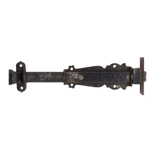 Door Locks - Antique 10 in. Black Hammered Wrought Iron Tower Door Bolt