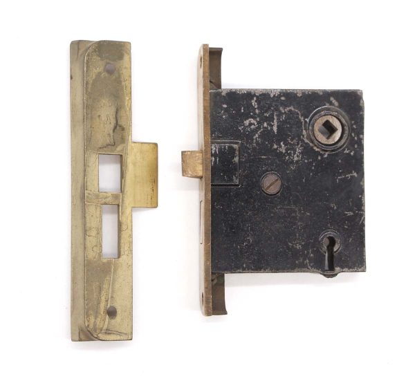 Door Locks - Antique Rabbeted Polished Brass French Door Mortise Lock