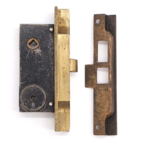 Door Locks - Antique Rabbeted Reading Polished Brass French Door Mortise Lock