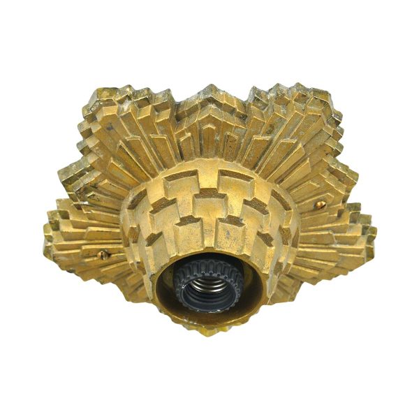 Flush & Semi Flush Mounts - Art Deco Gold Cast Aluminum Exposed Bulb Flush Mount Light