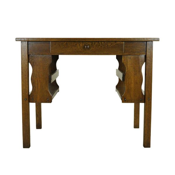 Office Furniture - Antique 3 ft. Solid Oak Mission Arts & Crafts Library Writing Desk