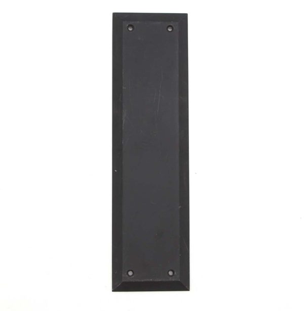Push Plates - Vintage 10 in. Black Steel Beveled Door Push Plate