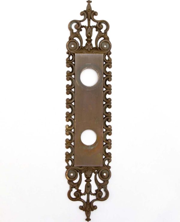 Back Plates - French 14.875 in. Yale & Towne Brass Door Back Plate