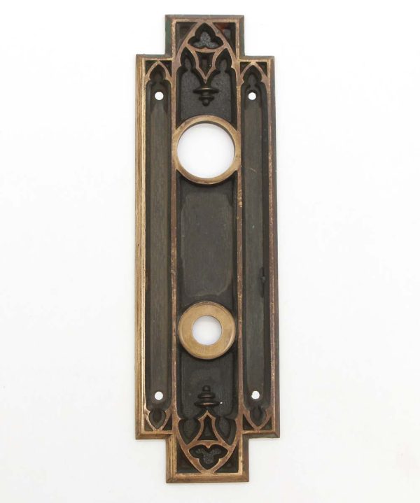 Back Plates - Gothic 10 in. Cast Brass Door Back Plate with Lock Insert