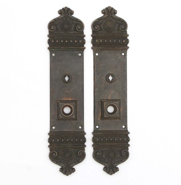 Back Plates - Pair of French Renaissance Russwin Bronze Courtenay Entry Door Plates