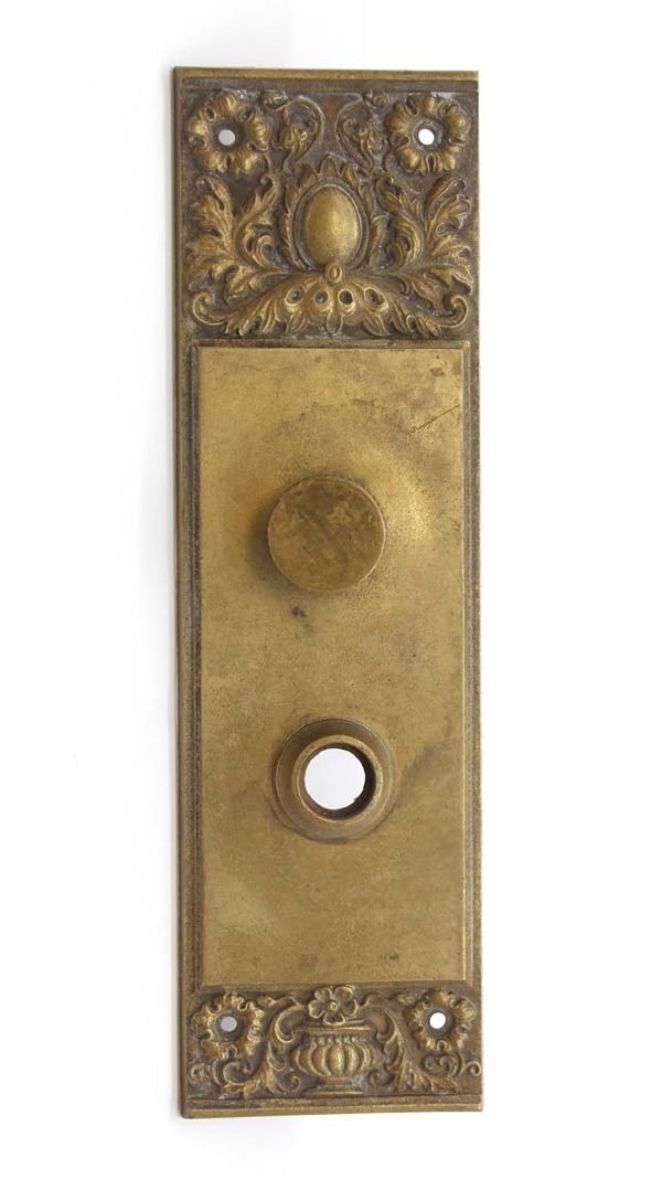 Back Plates - Victorian 9.75 in. Brass Privacy Door Back Plate with Thumb Turn