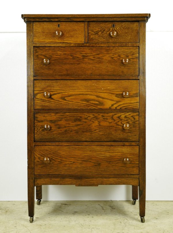 Bedroom - Restored Vintage Oak Bedroom Highboy Dresser on Casters