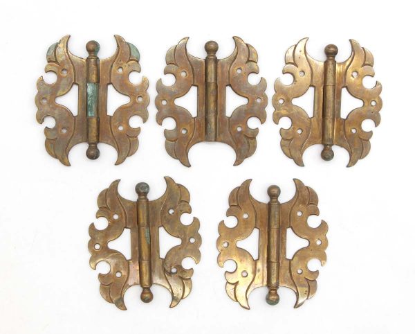 Cabinet & Furniture Hinges - Set of 4 x 3.375 in. Ornate Brass Butterfly Furniture Hinges