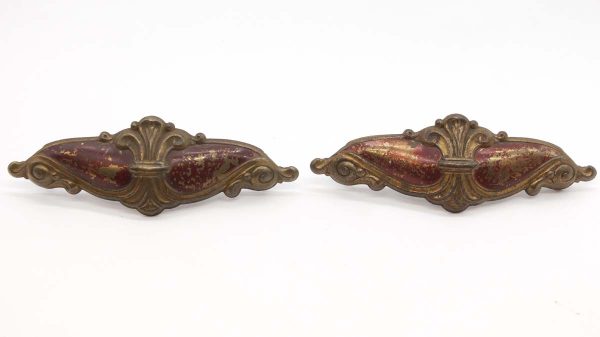 Cabinet & Furniture Pulls - Pair of Art Deco 6.125 in. Brass Plated Dresser Drawer Pulls