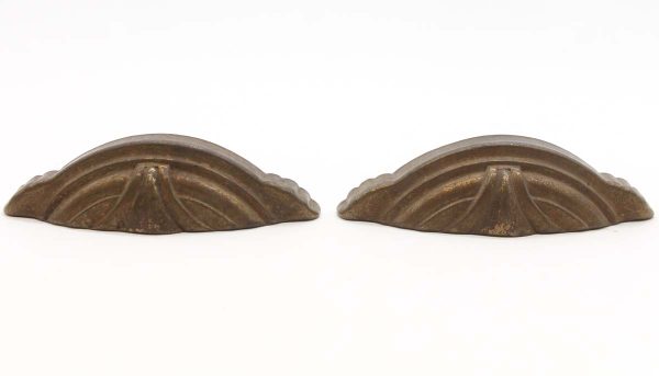 Cabinet & Furniture Pulls - Pair of Vintage Art Deco 4.5 in. Steel Bin Drawer Pulls