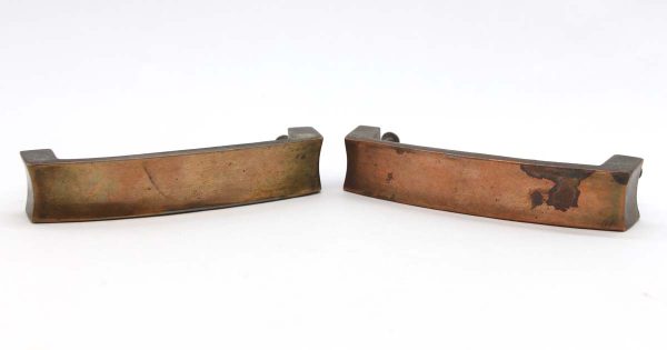 Cabinet & Furniture Pulls - Pair of Vintage Modern 4.75 in. Copper Plated Brass Bridge Pulls