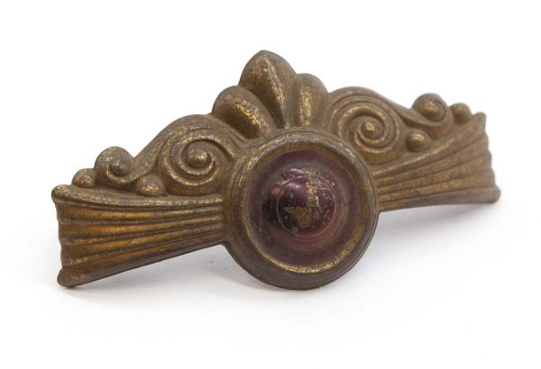 Cabinet & Furniture Pulls - Vintage Art Deco Brass Plated Steel Dresser Drawer Pull