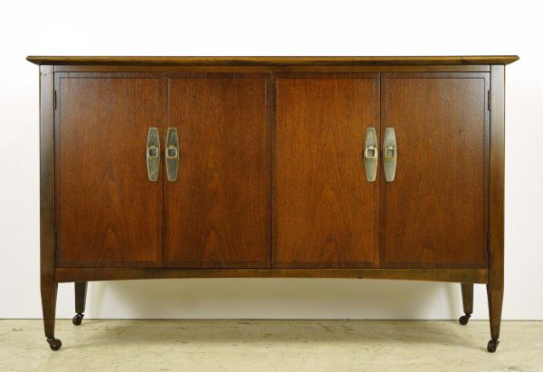 Cabinets - Restored Extensole Corp. Oak Veneer Storage Buffet Cabinet on Casters