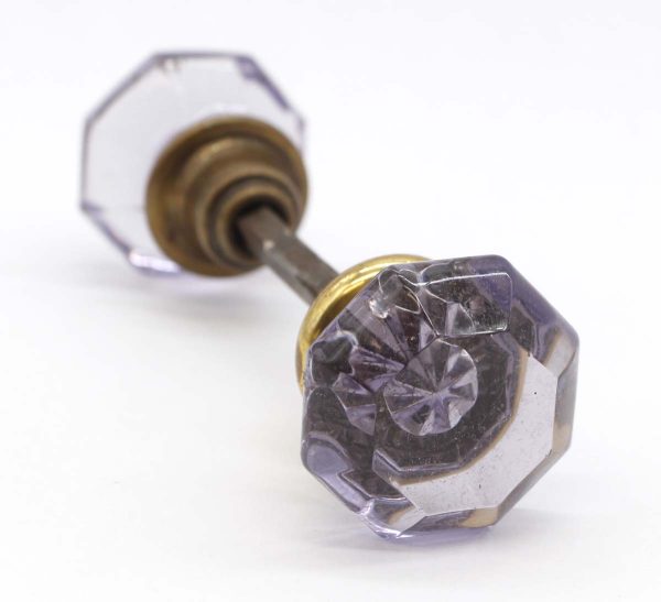 Door Knobs - Pair of Antique Purple Glass Octagon Door Knobs