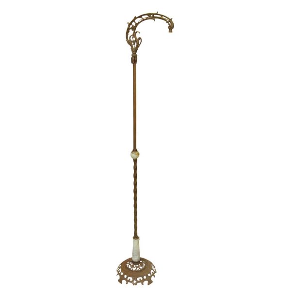Floor Lamps - Antique 60 in. French White Marble Accented Cast Iron Floor Lamp