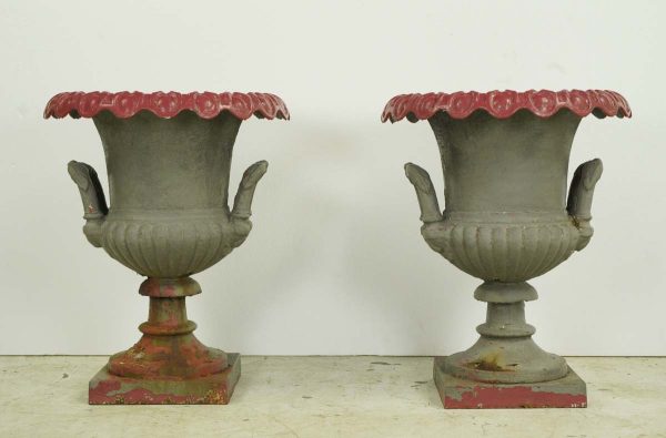 Garden Elements - Pair of Reclaimed Cast Iron Garden Planter Urns