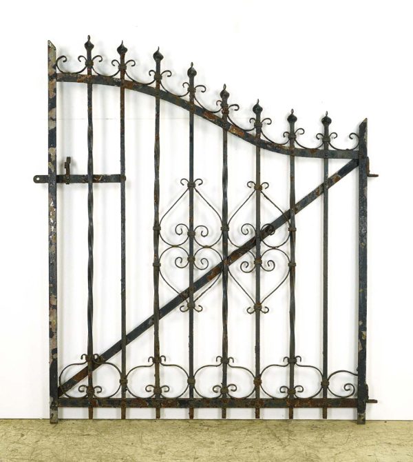 Gates - Reclaimed 49.7 in. Slanted Curved Wrought Iron Gate