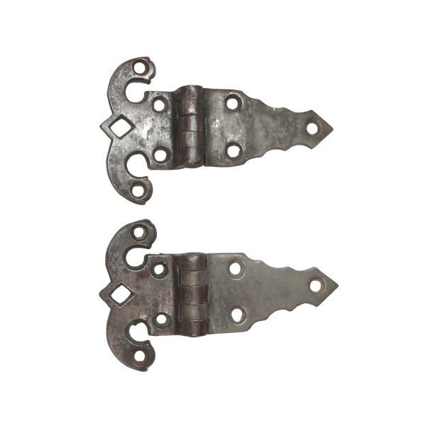 Ice Box Hardware - Pair of Nickel Plated Brass Offset Ice Box Hinges