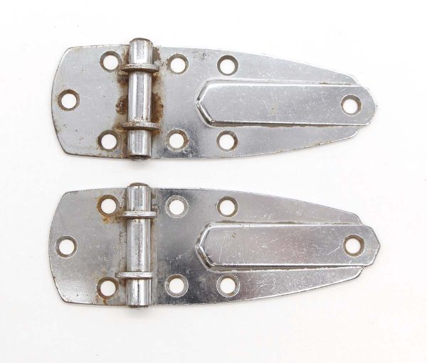 Ice Box Hardware - Pair of Vintage 6 in. Chrome Plated Steel Ice Box Hinges