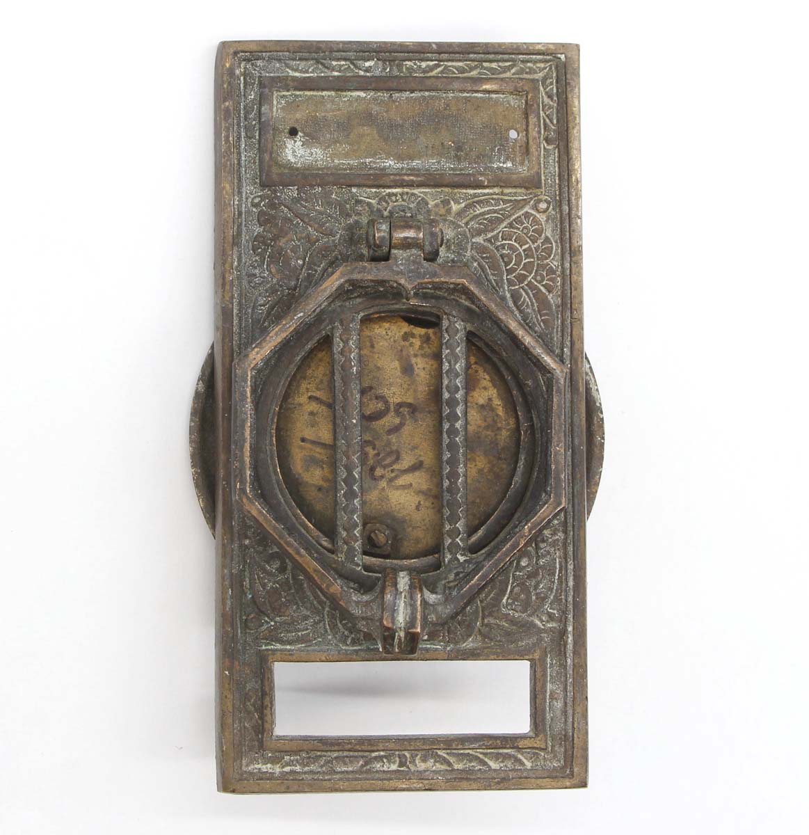 1920s Art Deco Bronze Speak-A-View Door Grill Knocker | Olde Good Things