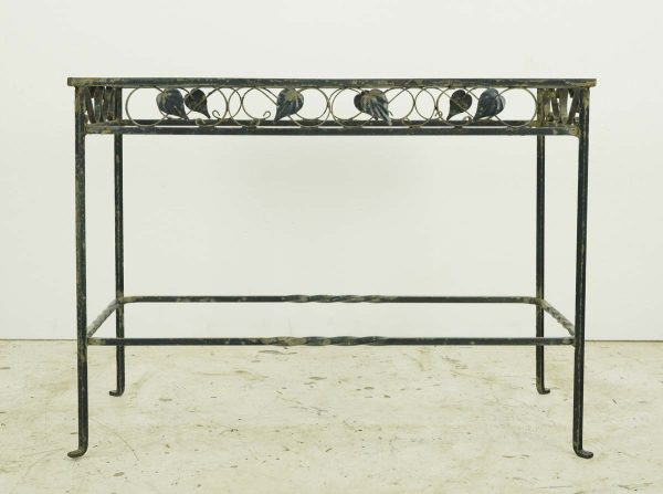 Living Room - Vintage Glass & Wrought Iron Foliate Accent End Table