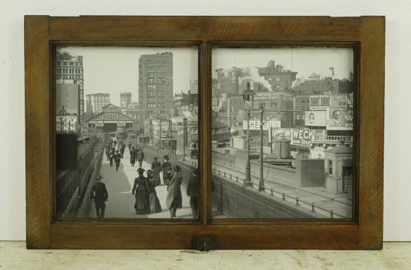 Photographs - Reclaimed Tiger Oak Window Frame Brooklyn Bridge Wall Art