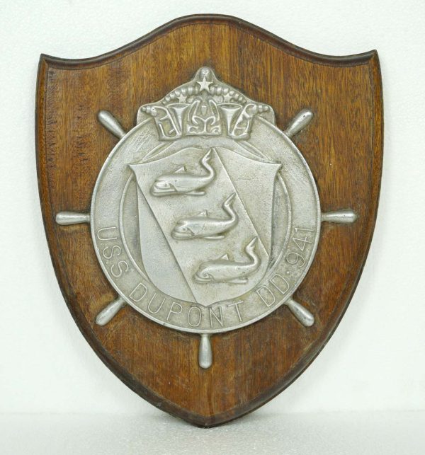 Plaques & Plates - Navy USS Dupont Aluminum Emblem Wood Plaque