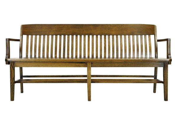 Seating - 74.5 in. Dark Stained Chestnut Slatted Back Bench