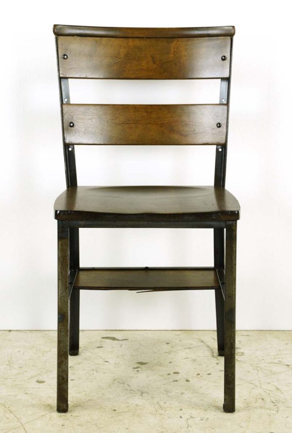 Seating - Refinished NYC St. John the Divine Dark Stained Maple & Steel Chair