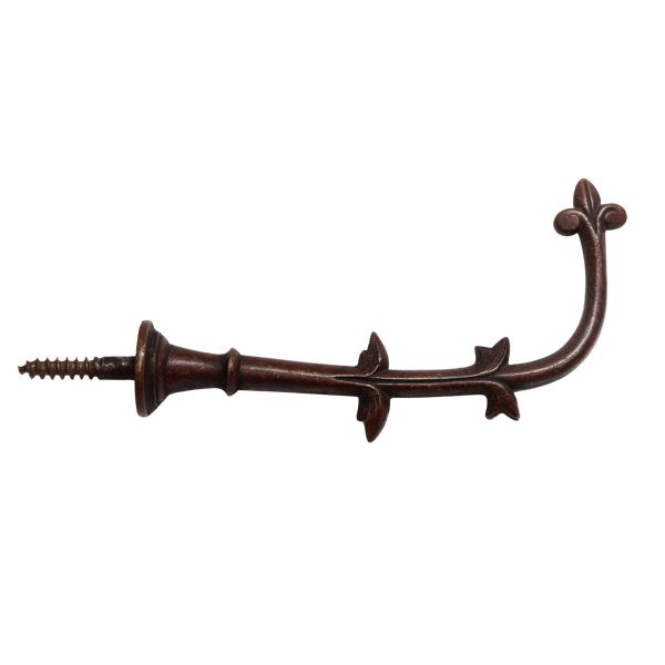 Single Hooks - Antique Bronze Vine Elongated Arm Screw Hall Tree Hook
