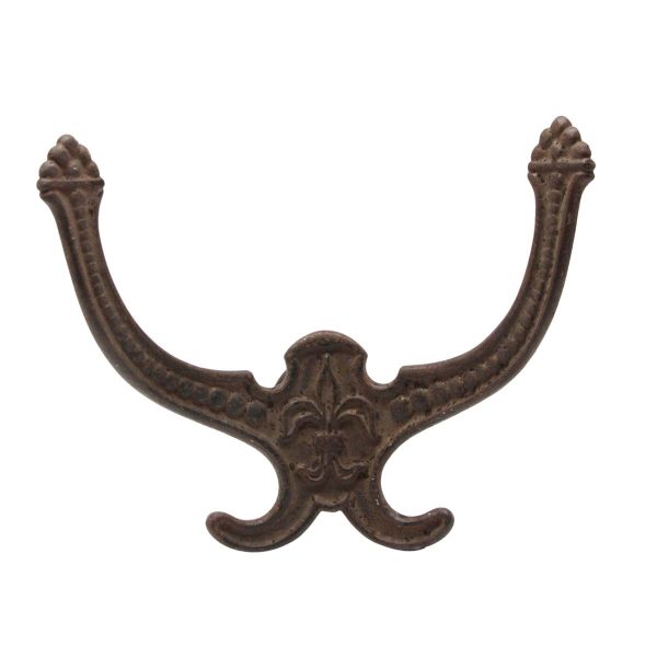 Single Hooks - Cast Iron Antique Ornate Double Arm Wall Hall Tree Hook