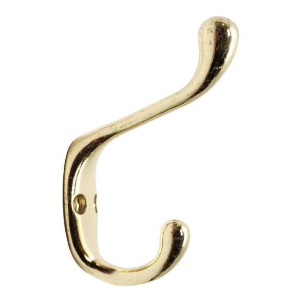 Single Hooks - Modern Polished Brass Double Arm Wall Hook