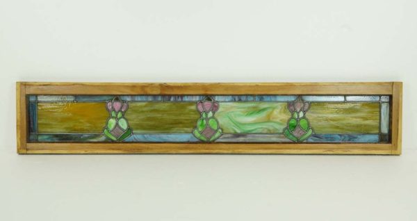 Stained Glass - Art Nouveau Pine Framed Stained Glass Leaded Window