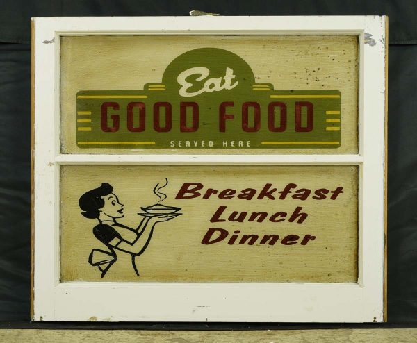 Wall Art - Reclaimed Pine Window Frame Retro Diner Wall Sign