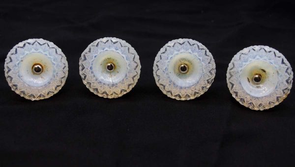 Cabinet & Furniture Knobs - Set of 4 Antique Iridescent Sandwich Glass Drawer Knobs