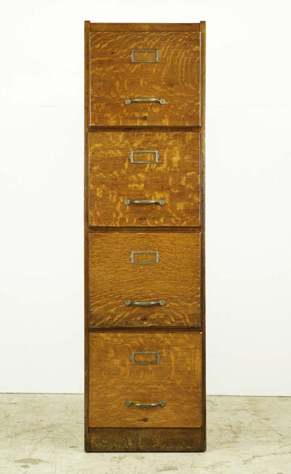 Cabinets - Antique Oak 4 Drawer Filing Cabinet