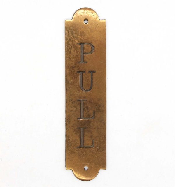 Hardware - Vintage 6.75 in. Polished Brass Vertical Pull Door Sign