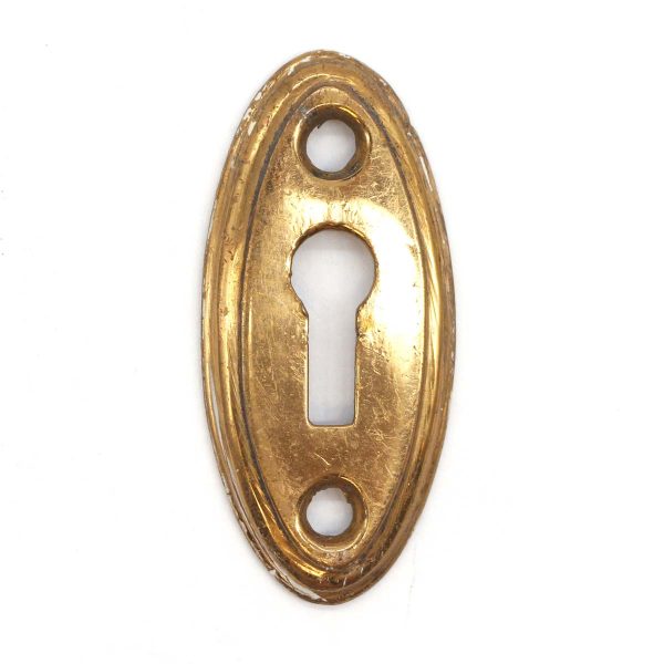 Keyhole Covers - Vintage Traditional 2.125 in. Brass Oval Door Keyhole Cover Plate