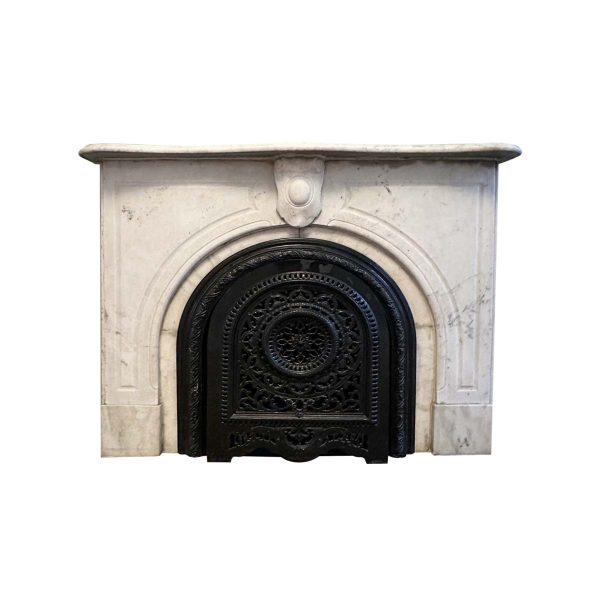 Marble Mantel - 1881 NYC Townhouse White with Gray Veining Carrera Marble Mantel