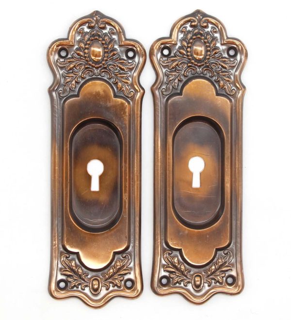 Pocket Door Hardware - Pair of Old New Victorian Japanned Steel Pocket Door Plates