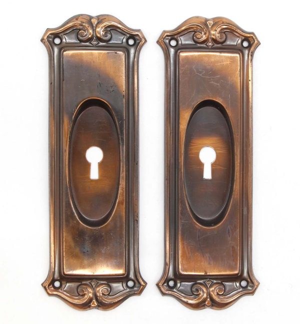 Pocket Door Hardware - Pair of Vintage Japanned Finish Old New Stock Pocket Door Pulls