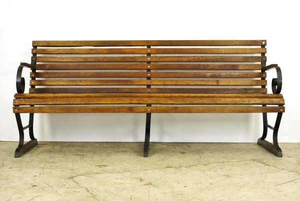 Seating - Belmont Park Horse Racetrack Oak & Iron Outdoor Bench