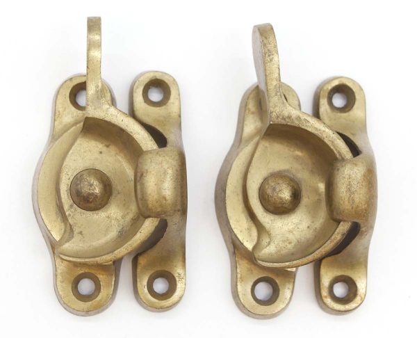 Window Hardware - Pair of Solid Brushed Brass Window Sash Locks