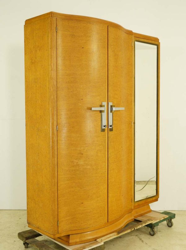 Armoires & Vitrines - French Art Deco Burled Maple Wardrobe with Mirror